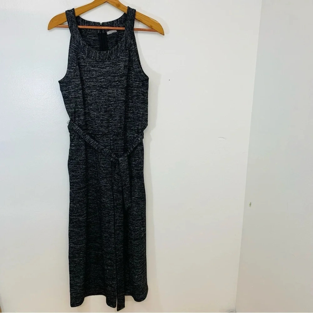 T by Talbots Jumpsuit Small Wide Leg Crop Stretch  Heather Pockets Belt‎ Casual